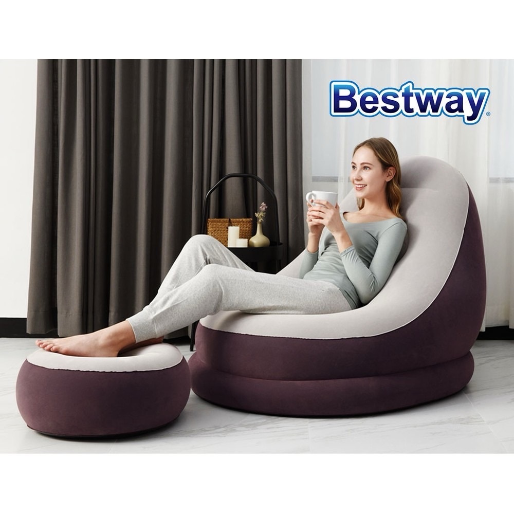 NIB Bestway Inflatable Indoor/ Outdoor Ultra Lounge Chair And Ottoman Set